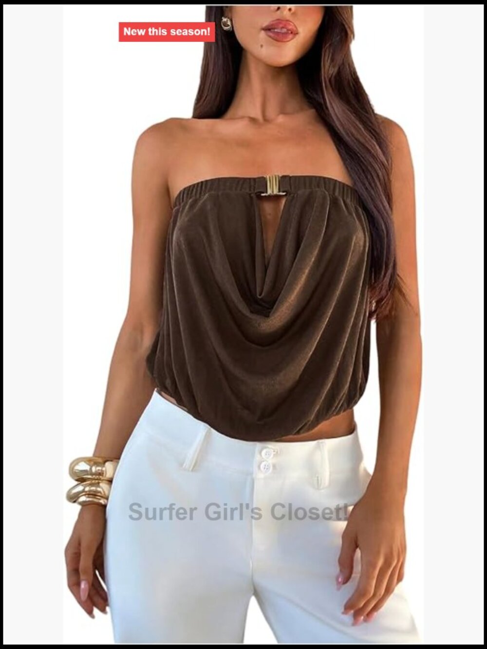 Strapless Tube Top Draped Backless Crop Going Out Top Sleeveless High Stretch